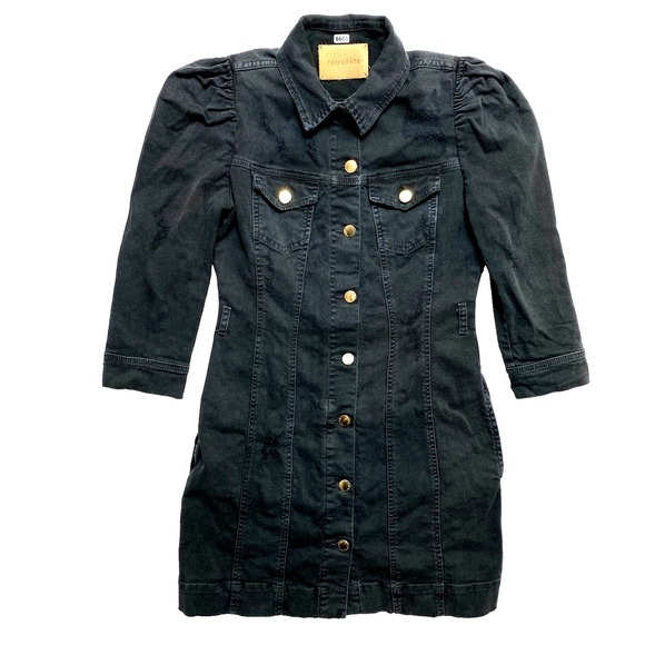 Retrofete Dresses & Skirts - Retrofete Dress Womens Small Black Trucker Denim Mini Lema